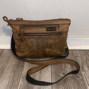 Andre Ouellet Distress Leather Crossbody/Messenger Bag